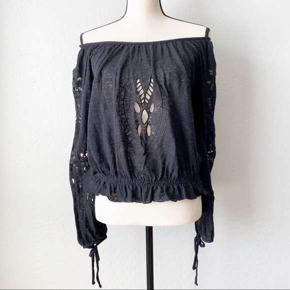 Free People Tops - Free People Off Shoulder Top with Cut Out Designs